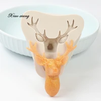 christmas deer silicone molds 3d stag elk head cake molds chocolate fondant mould baking decorating tools accessories fm2079