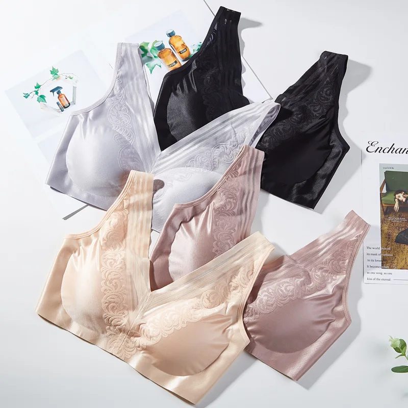 

Thin Style Shangpin Traceless Beauty's Mind Lace Back Underwear V-neck Cooling Exercise Yoga Gather Girls Bra