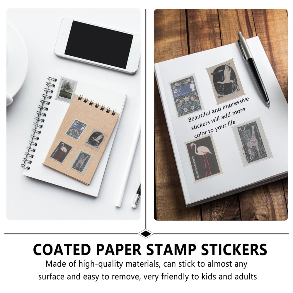 

6 Packs Postage Stamp Flake Stickers Set Vintage Botanical Decor Sticker