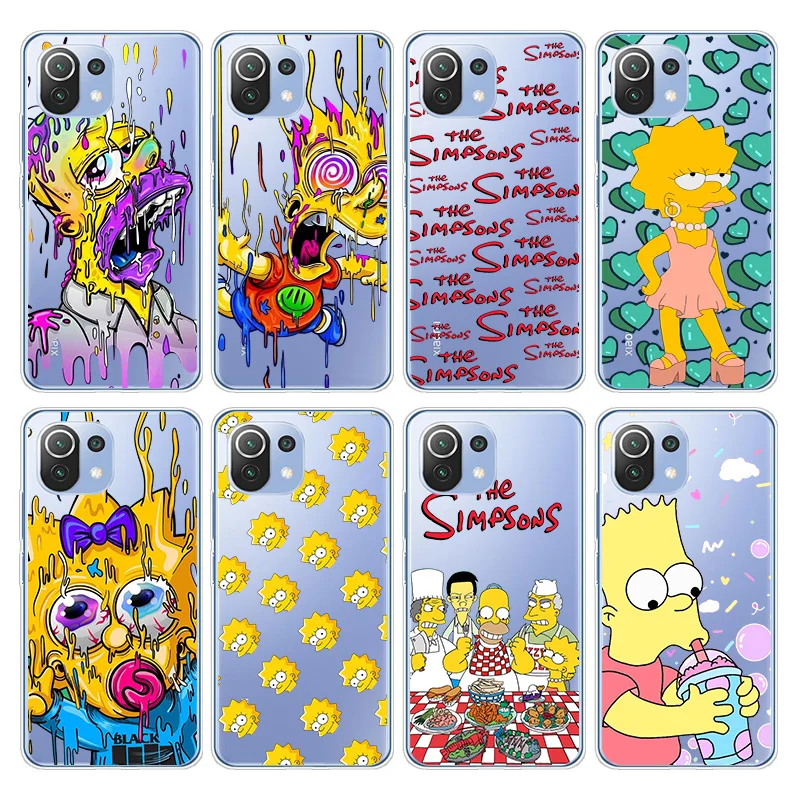 

Cute Cartoon The Simpson For Xiaomi Mi 12 12X 11 11T 11i 10T 10 Pro Lite Ultra 5G 9T 9SE A3 Transparent Soft TPU Phone Case