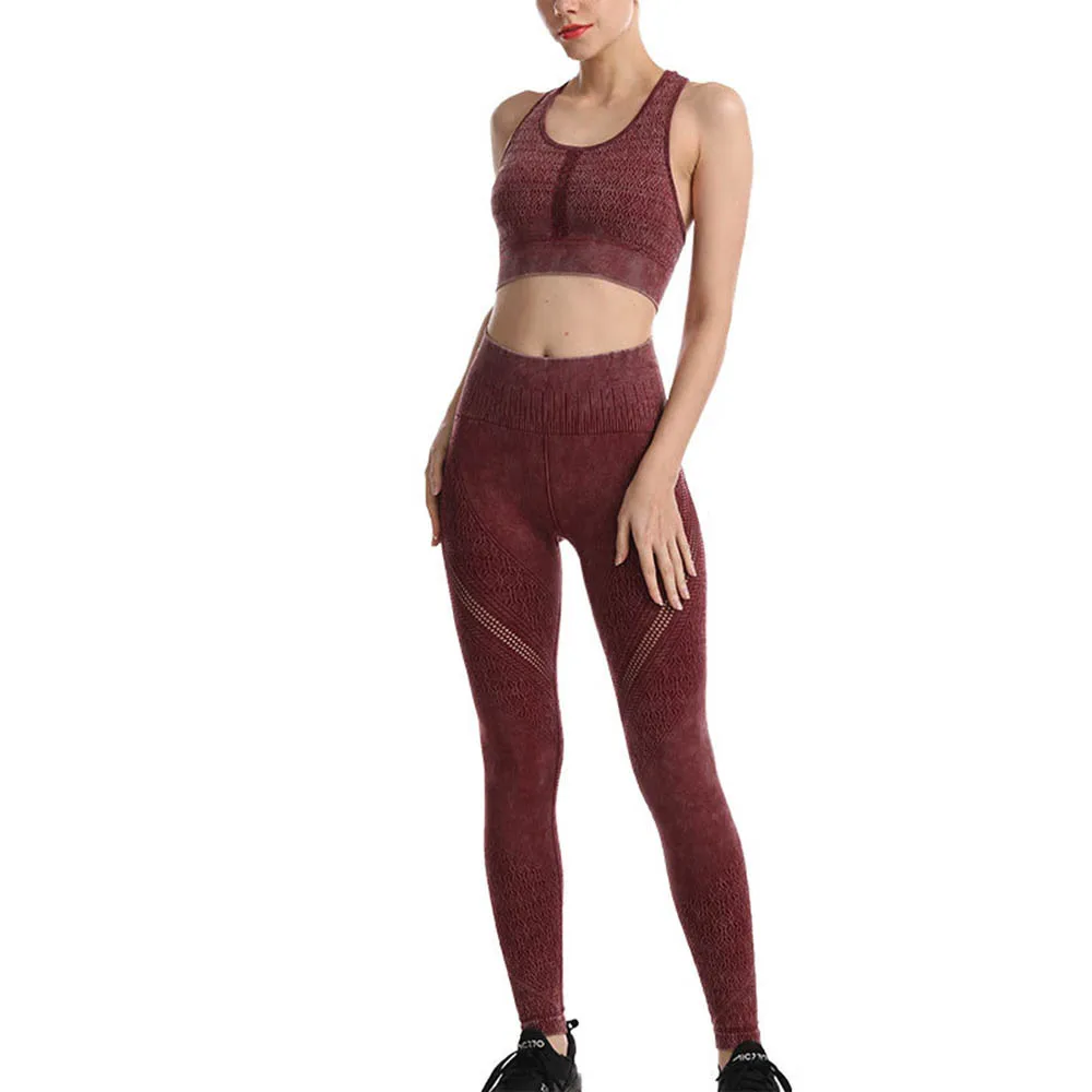 

2PCS Seamless Women Tracksuit Yoga Set Workout Sportswear Gym Clothing Fitness Running Suits Jogging High Waist Sports Leggings