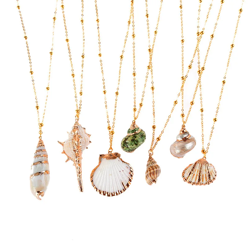 Женское Ожерелье медальон za сережка золотого цвета с подвеской в виде ракушки