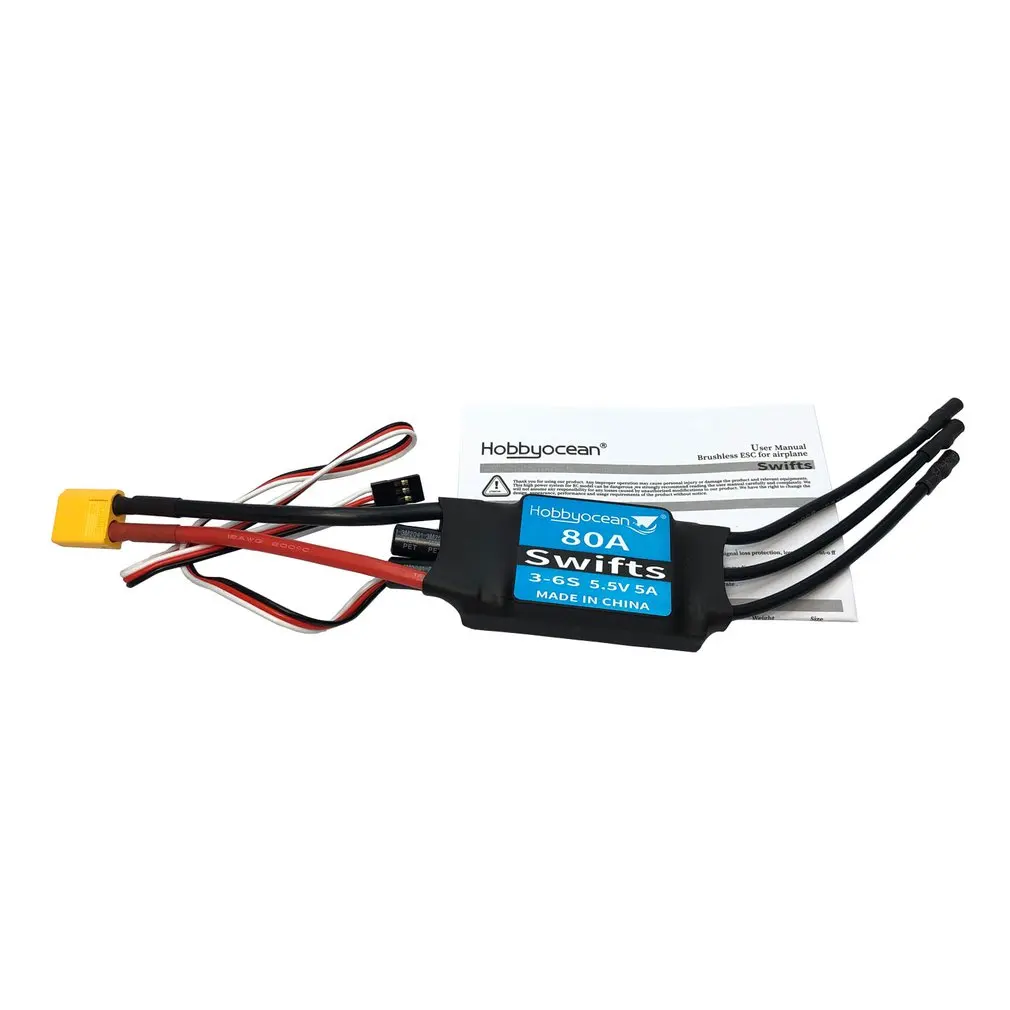 

Brushless ESC Unlimited Speed Support Brushless ESC Hobbyocean Swifts 80A Remote Control Airplane ESC