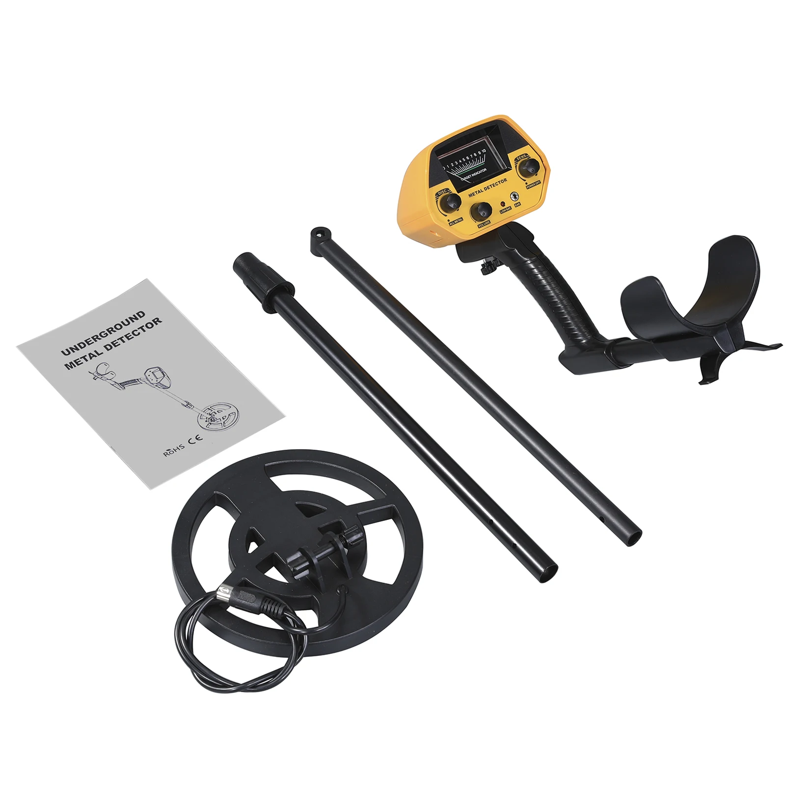 

Adjustable Stem 7 Inch Waterproof Metal Detector High Accuracy Coil with Headphone for Underground Coins Relics Jewelry Treasure