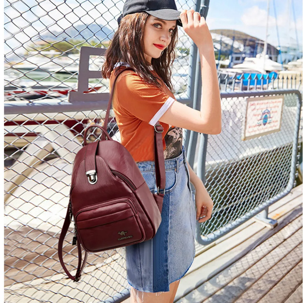 New Women sheepskin Backpacks School Bags For Girls Female Fashion Backpack Travel Shoulder Bags High Quality Mochilas Feminina