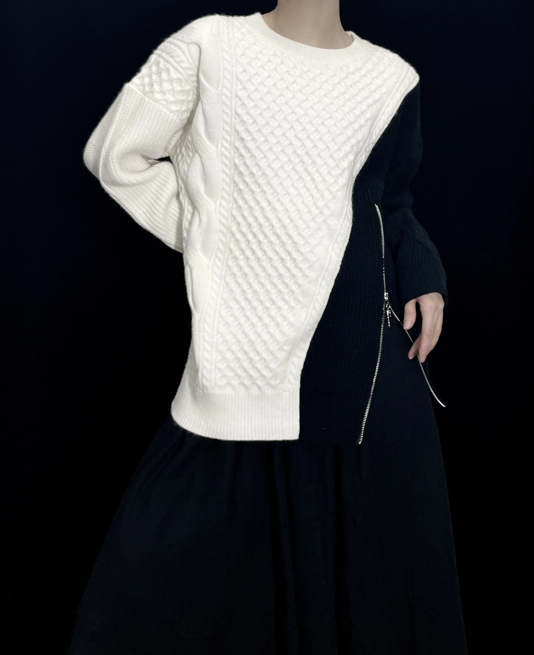 Модный женский пуловер с застежкой-молнией и отстрочкой | Женская одежда
