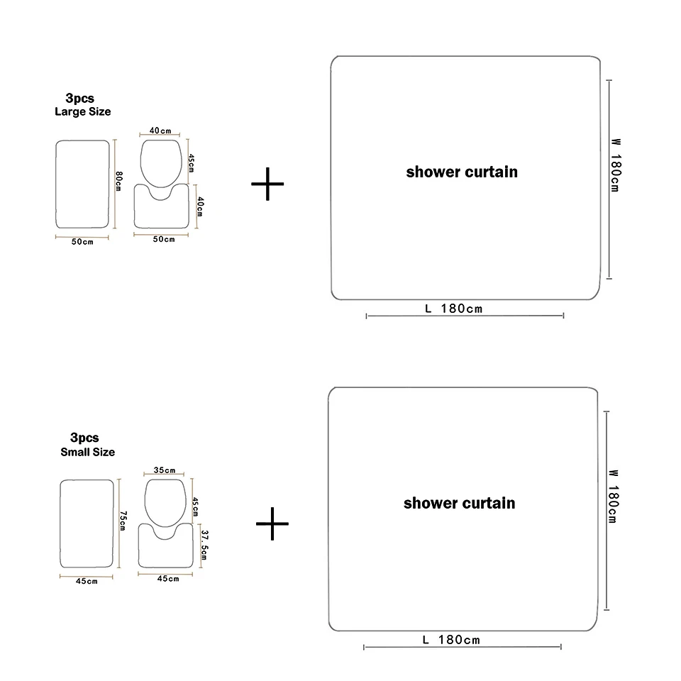 

Stone Printed Bath Mat and Waterproof Shower Curtain Set Anti Slip Toilet Seat Cover Mat Bathroom Carpet Rug Bath Floor Mat Set