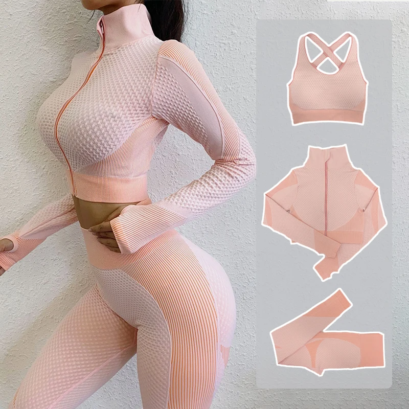 

Seamless Women Yoga Sets Female Sport Gym suits Wear Running Clothes women Fitness Sport Yoga Suit Long Sleeve yoga clothing