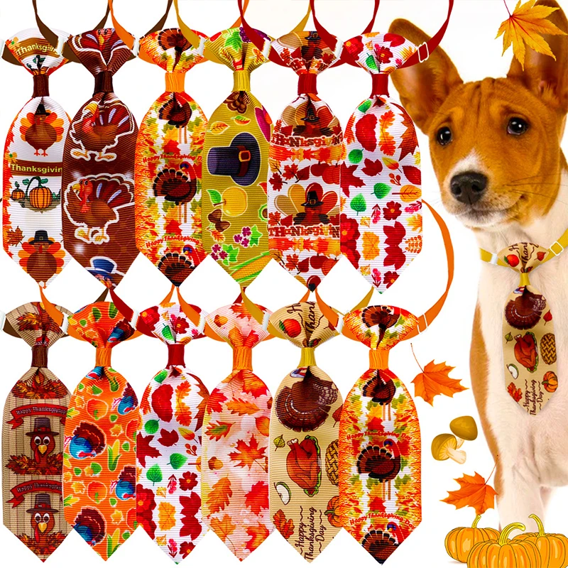 

Colorful Universal Printed Dog Tie Beautiful Pet Supplies Adjustable Cute Thanksgiving Style Tie For Small Medium Animals