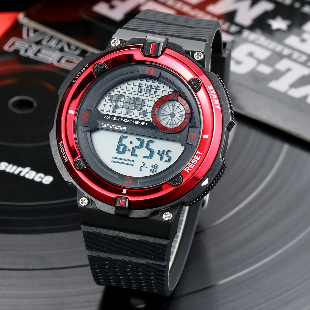 Sanda цифровой Для мужчин спортивные часы Shock Военные мужские наручные с механизмом