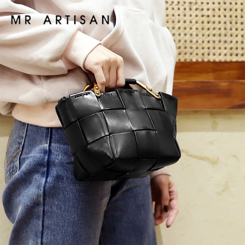 

MR ARTISAN 2021 New Genuine Leather Women Bag Luxury Design Handbag Purse Brand Fashion Mini Crossbody Weave Female Shoulder Bag