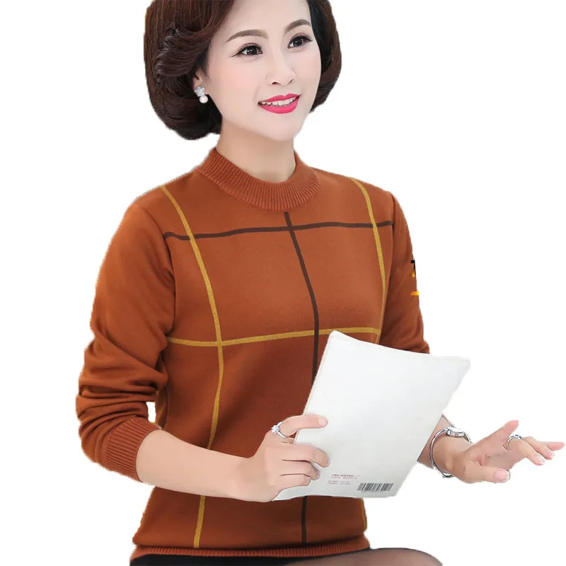 Женский Толстый Пуловер размера плюс для женщин среднего и пожилого возраста