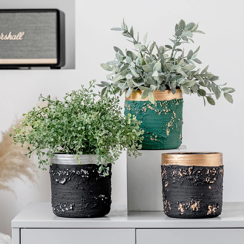 

Nordic Light Luxury Phnom Penh Straight Cement Flower Pot Creative Gardening Succulent Plant Potted Plant Home Balcony Decor