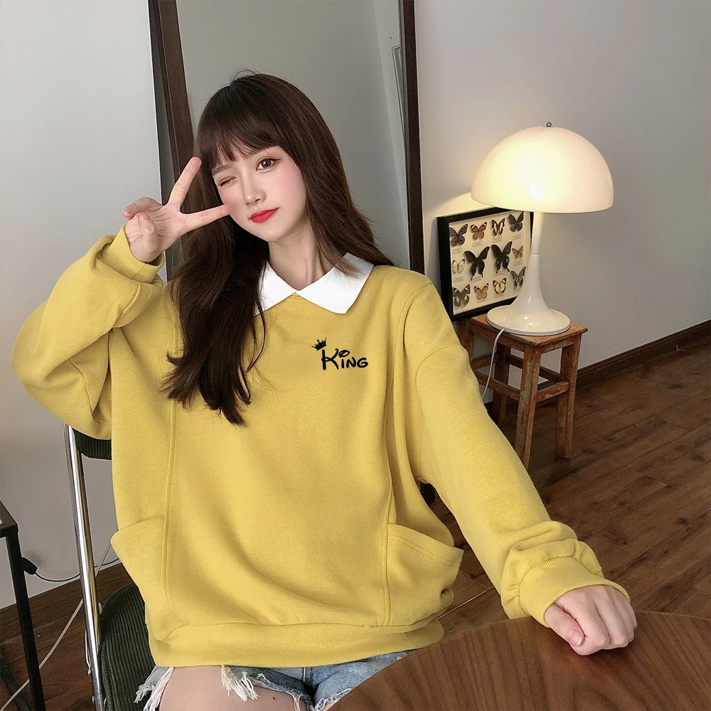 Letter Print Sweatshirta Plus Size Cute Hoodies Women Sweatshirt Pullover Loose Harajuku Sweetshirt for Girls Fashion Clothes