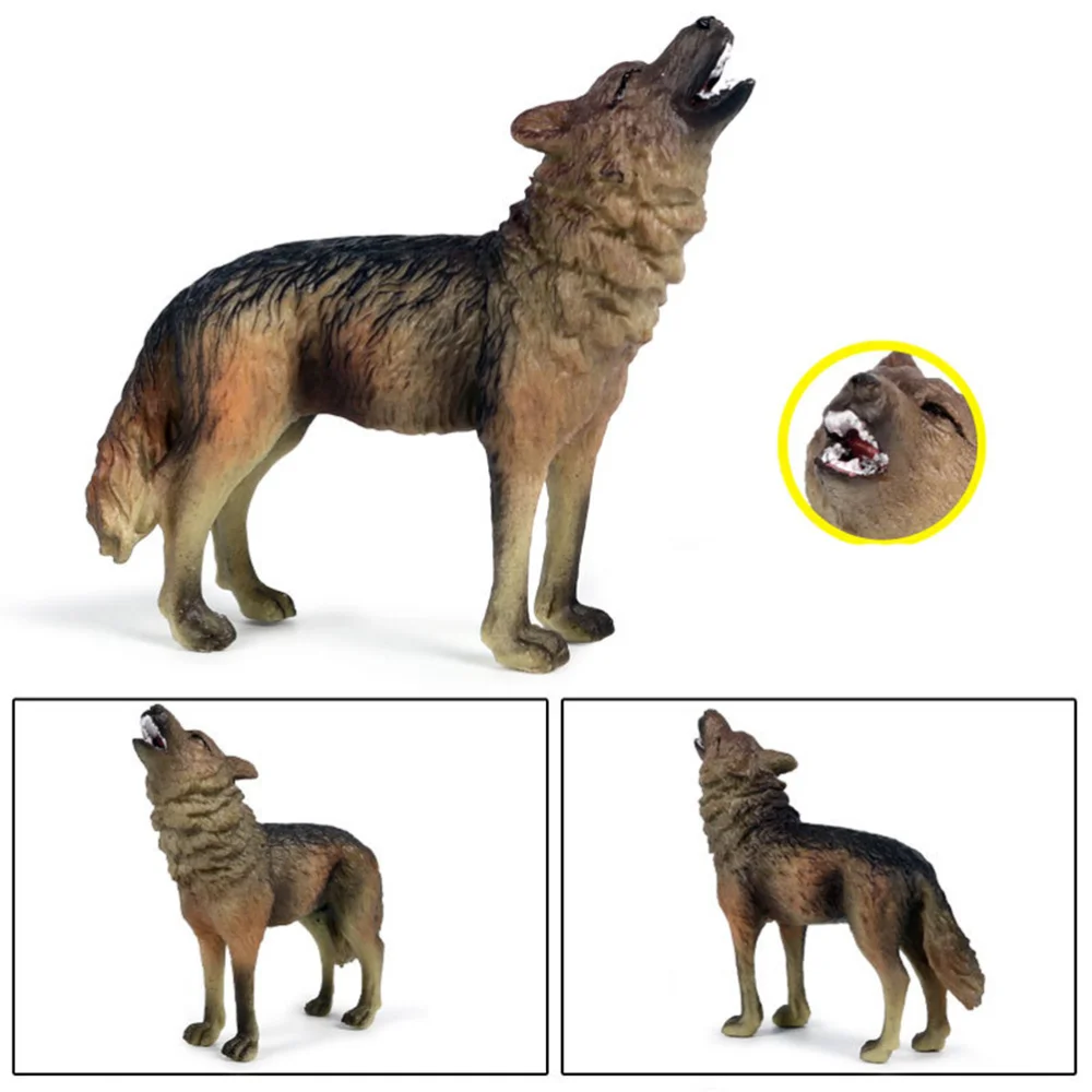 

1PC Simulation Roaring Wolf Model Static Animal Model Decor for Children Kids Boy