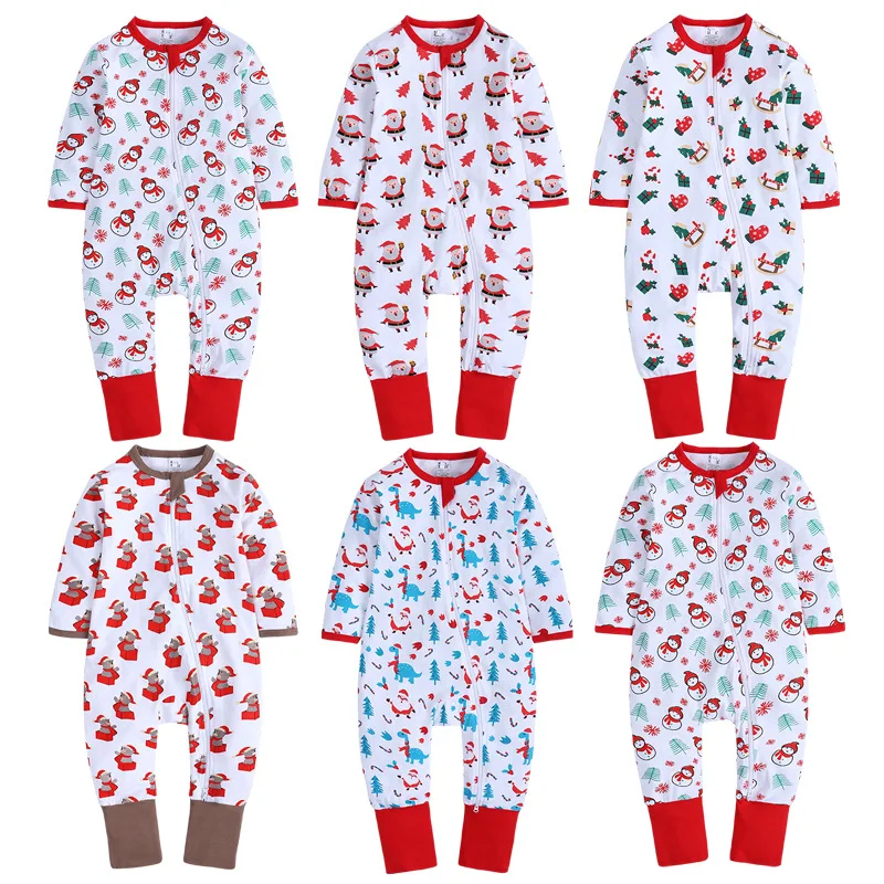 

2021 Baby Rompers Christmas Girl Clothing Cartoon Newborn Baby Clothes One Pieces Long Pajamas Jumpsuit Costume Kids Clothes