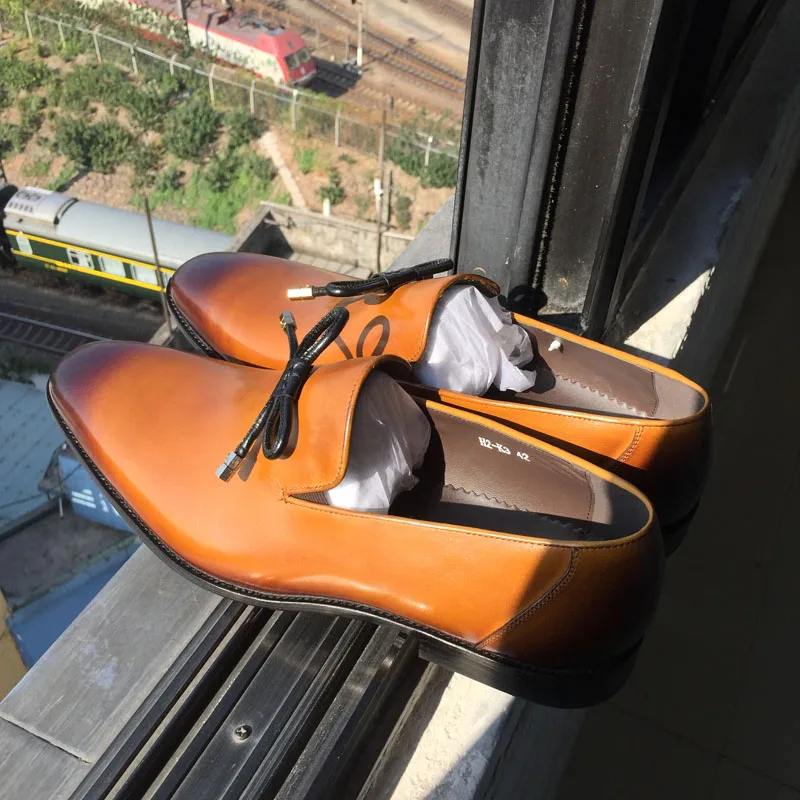 FELIX CHU/мужские свадебные модельные туфли из натуральной кожи Цвет коричневый