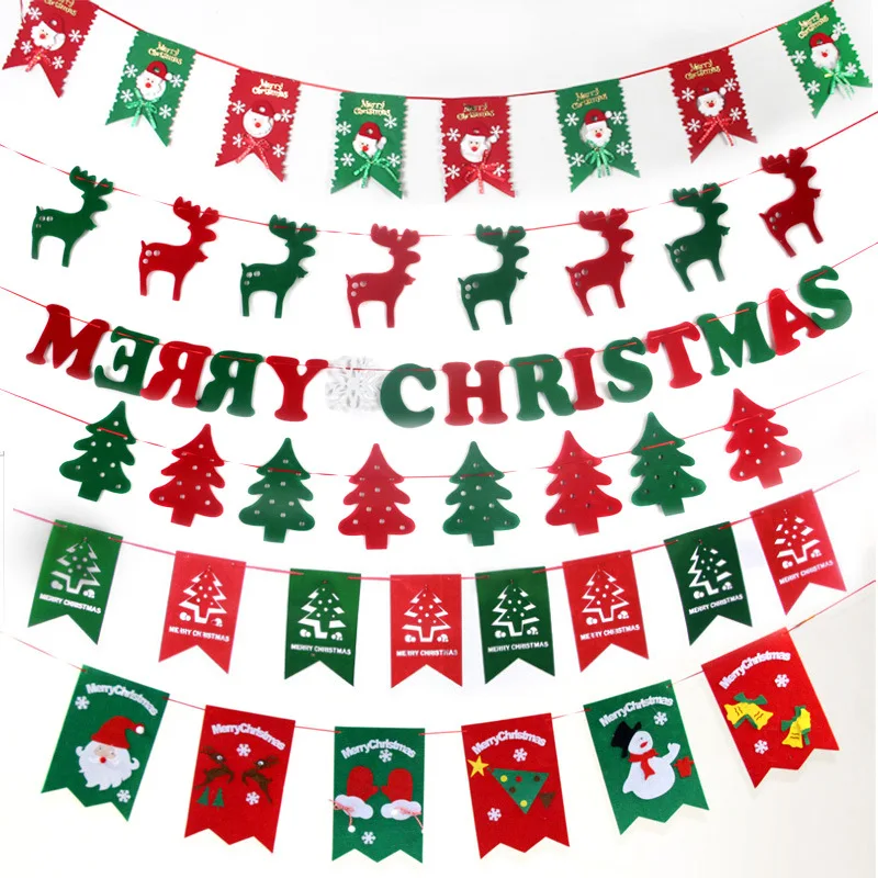 

3m Banner Hanging Flags, Santa Claus, Snowman, Deer,Christmas Tree,Bunting Garland,Christmas Day,Banquet Celebration Decorations