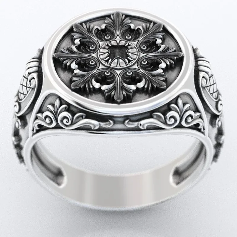 

Foydjew New Fashion Retro Domineering Rings European American Plated Platinum Golden Rose Gold Color Neutral Ring For Men