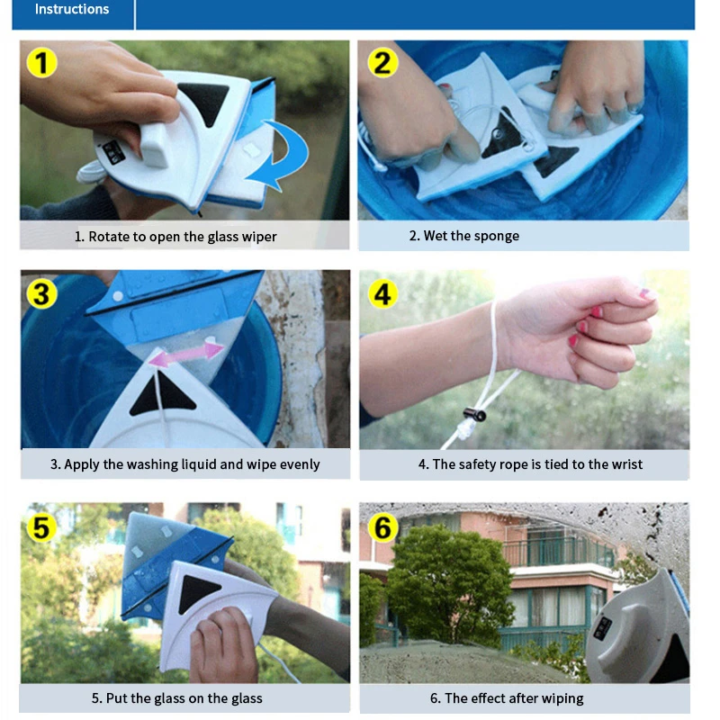

New Magnetic Window Cleaner Brush For Washing Windows Cleaning Household Magnet Wash Home Wiper Tool Window Cleaner Glass