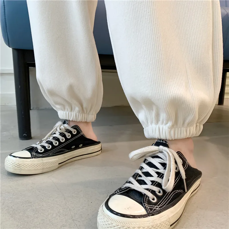 

Women Casual Pants Harem Solid Drawstring Loose Females Trendy Simple Leisure Chic All-match High Waist Street Soft Fashion New