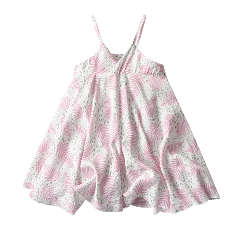 

2021 New Girls Casual Loose Style Dress, V-neck Printed Pattern Sleeveless beach summer wear