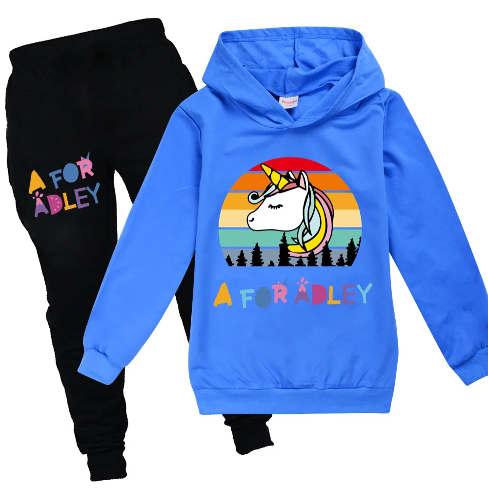 

Костюм для мальчиков и девочек A for Adley, Осенняя детская толстовка + брюки, комплект из 2 предметов, спортивная одежда для молодежи, Весенняя повседневная одежда для бега