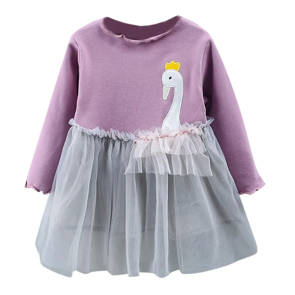 Новое зимнее платье для девочек детское с длинным рукавом и вышивкой в виде