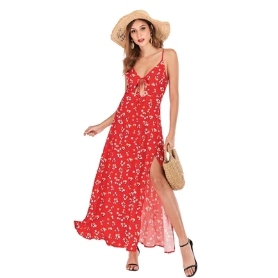 2020 Explosion Models Summer Trend Sling Print Dress Beach Skirt |
