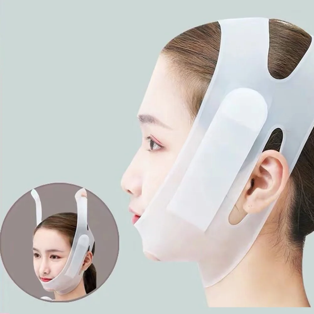 Силиконовый пояс для похудения лица уменьшение двойного подбородка защита от