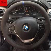 diy hand stitched leather suede car steering wheel cover for bmw 7 series m3 m4 m5 3 series x1 x3 x5 x6 interior accessories