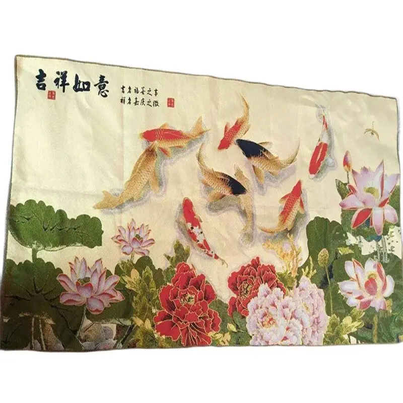 

Antique embroidery painting landscape painting painting animal auspicious carp figure living room decoration