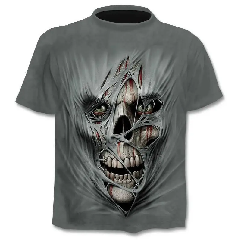 

3D skull T-shirt men and women casual hip-hop funny T-shirt short-sleeved O-neck fashion Harajuku T-shirt summer new style