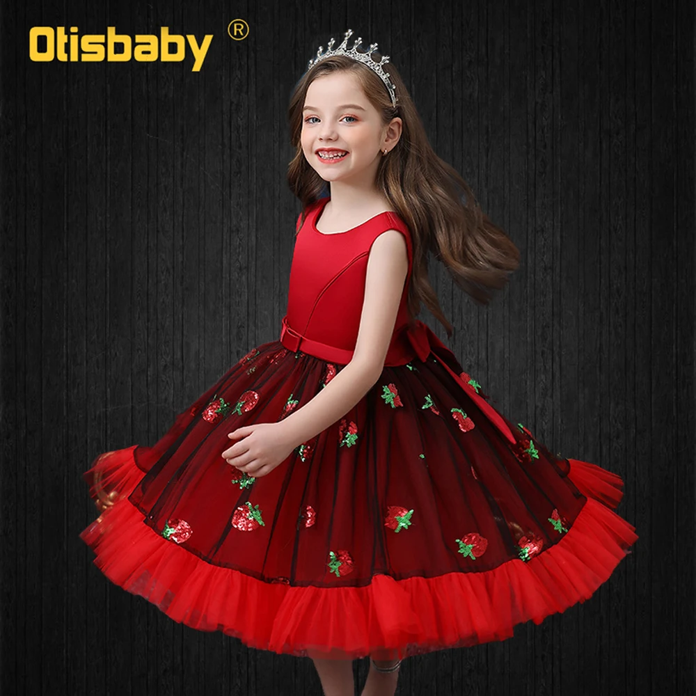 

Summer Strawberry Dresses for Girls Toddler Sequin Tutu Dress Princess Birthday Girl Party Dress Cute Clothes for Teen Girls