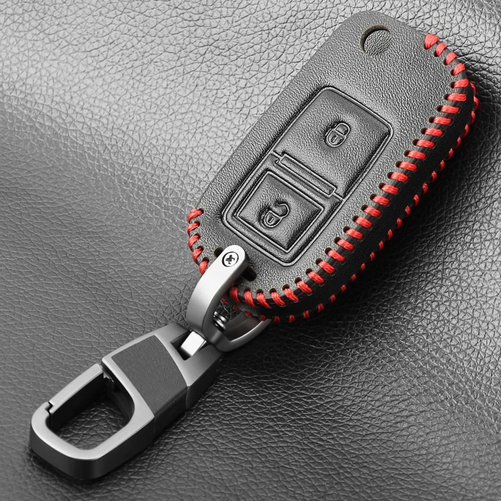 Кожаный чехол с двумя кнопками для Vw Volkswagen Golf Bora Jetta Seat Altea Alhambra Ibiza Polo T5 Passat