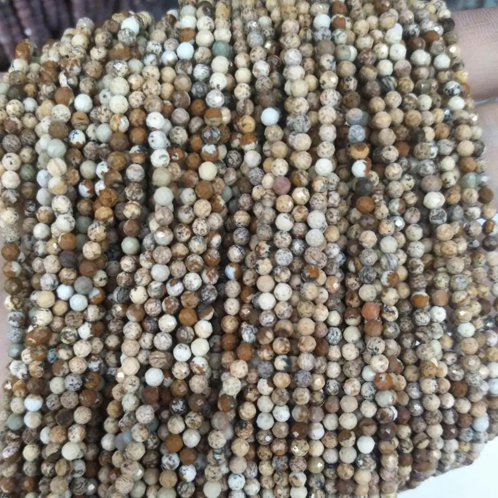 Picture Stone Граненые 2 мм бусины из натурального камня розовый кристалл кварца лазурит Агаты драгоценные камни бусины для самостоятельного изготовления ювелирных изделий браслет ожерелье - Цвет: Picture Stone