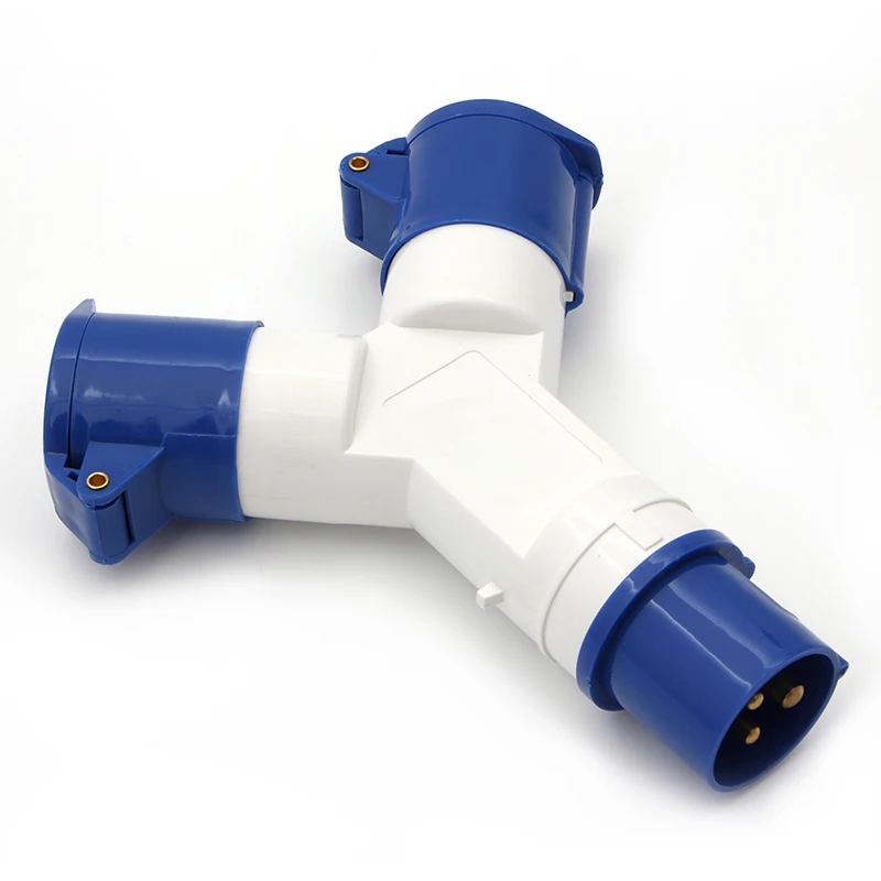 

3 Way 16 AMP 16A Splitter Plug Socket 3 Pin Electrical Connector Waterproof Plug for Industrial