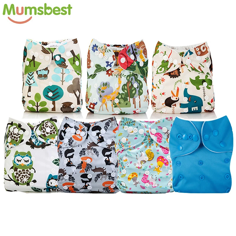 Mumsbest/7 шт./компл. подгузник в стиле унисекс с милым рисунком детская одежда Подгузники Регулируемый Моющиеся младенцев подгузники для новорожденных Подгузники