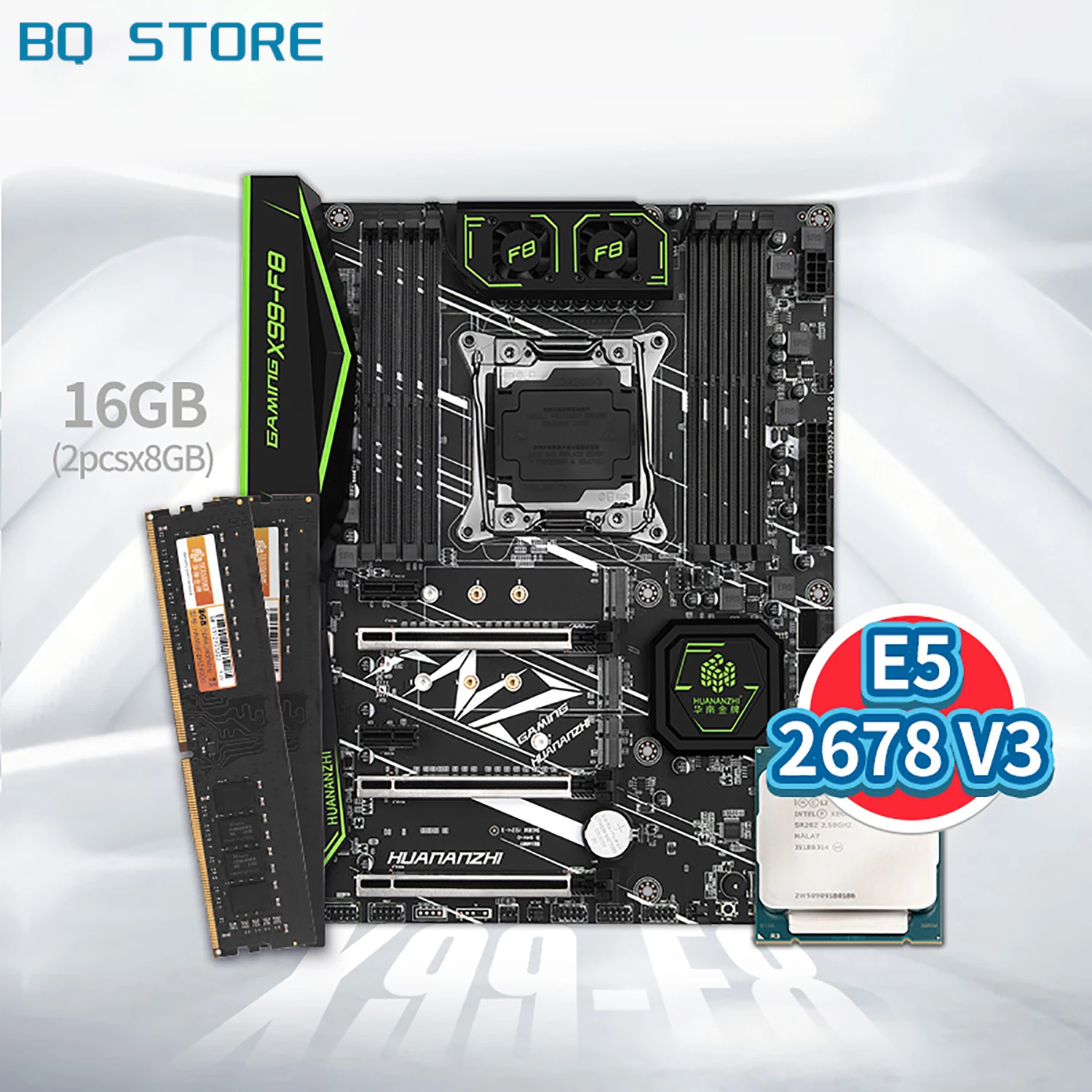 

HUANANZHI X99 F8 X99 Motherboard with Intel XEON E5 2678 v3 with 2*8G DDR4 NON-ECC memory combo kit set NVME SATA USB 3.0 ATX
