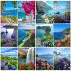 Алмазная живопись EverShine, вышивка с изображением морского побережья, с цветами, вышивка крестиком, полноразмерная мозаика, живописный декор для стен сделай сам