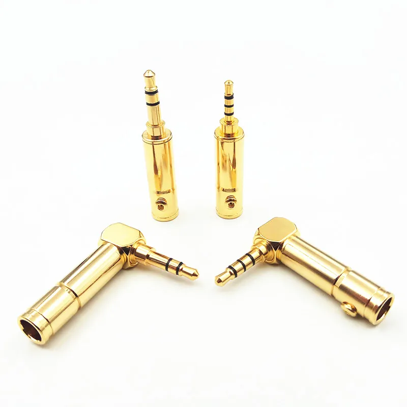 

2 шт., медные позолоченные штекеры для наушников 2,5 мм 3,5 мм