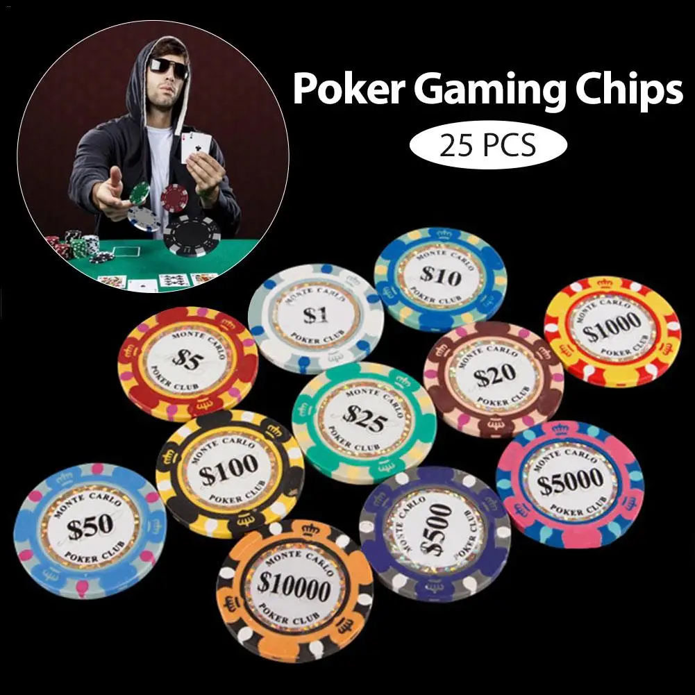 25 шт. покерные игровые чипы развлекательные монеты доллара глина Техасские