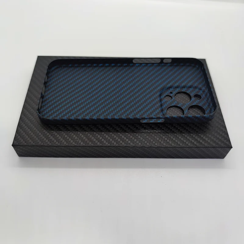 Funda de fibra de carbono azul para iphone, protector ultrafino con protecci&oacute;n de lente, fundas de tel&eacute;fono de fibra de aramida para iphone 13 pro max-4