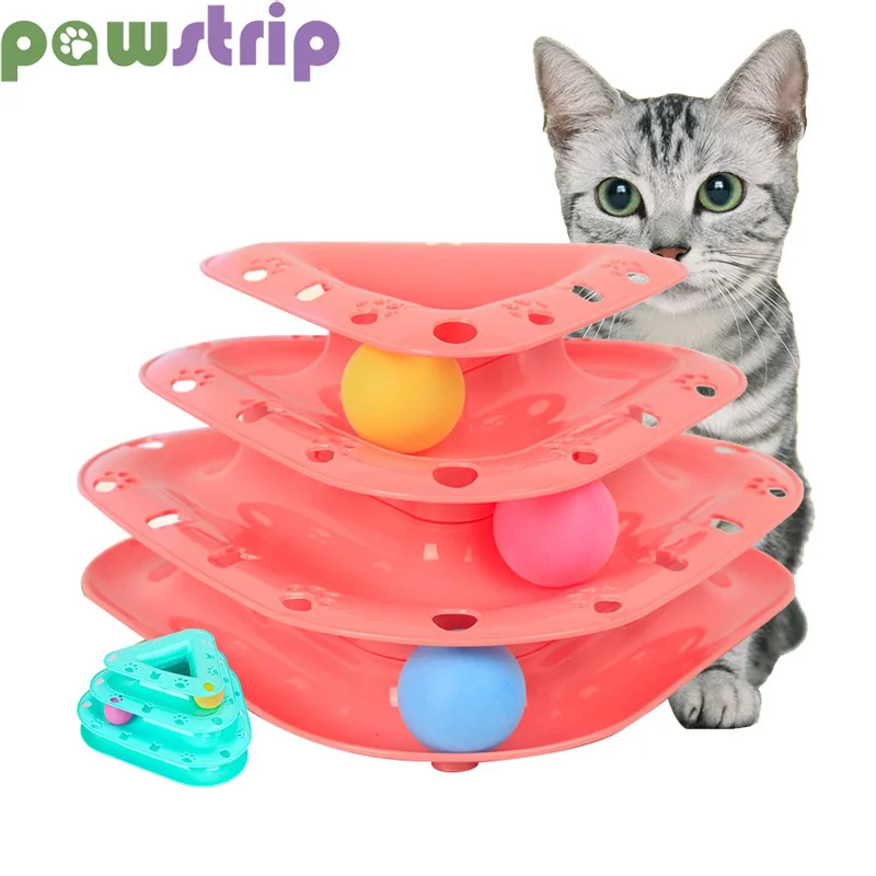 Забавная трехуровневая игрушка для питомцев башня трек диск кошек развлечения