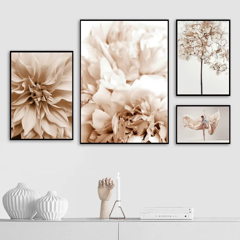 

Nordic Peony Flower Poster Dance Woman Wall Art Canvas Painting Nordic Posters And Prints Wall Pictures For Living Room Deco