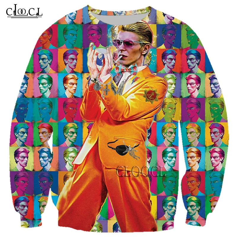 

CLOOCL Newest Rock Popular Singer David Bowie 3D Print Men Women Sweatshirt Fashion Autumn Hip Hop Harajuku Tops Drop Shipping