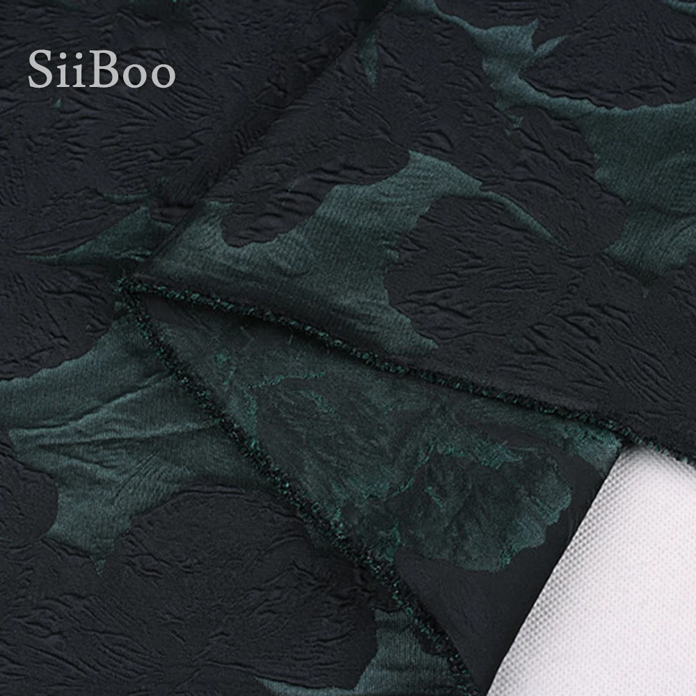 Французский 3D Цветочный Принт темно-зеленый жаккард парча ткань одежда для весны