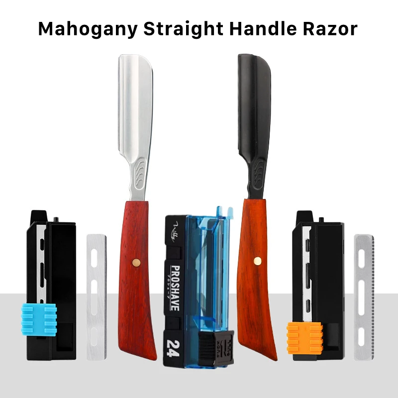 Japanese Feather Razor Mahogany Straight Handle Vintage Manual Change Blade Shaving Razor Retro Folding Knife And Blades