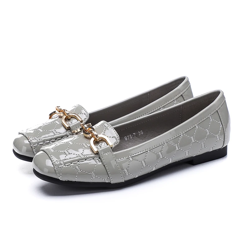 Zapatos de mujer de moda/ г. Женская обувь на плоской подошве осенние Лоферы женская обувь на плоской подошве женская обувь из лакированной кожи с мягкой подошвой - Цвет: gray
