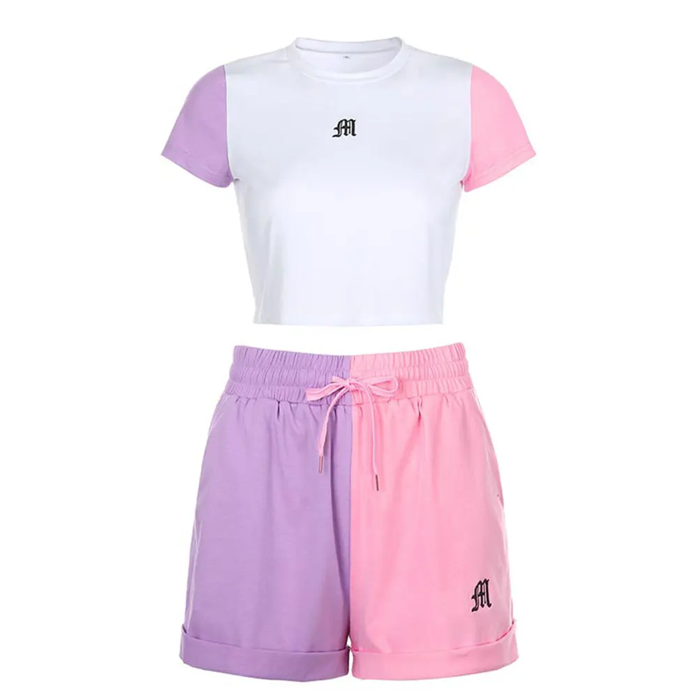 

Fashion Summer High Waist Women Drawstring Shorts Contrast Color Female Loose Short Pants Streetwear Sports Joggers Shorts